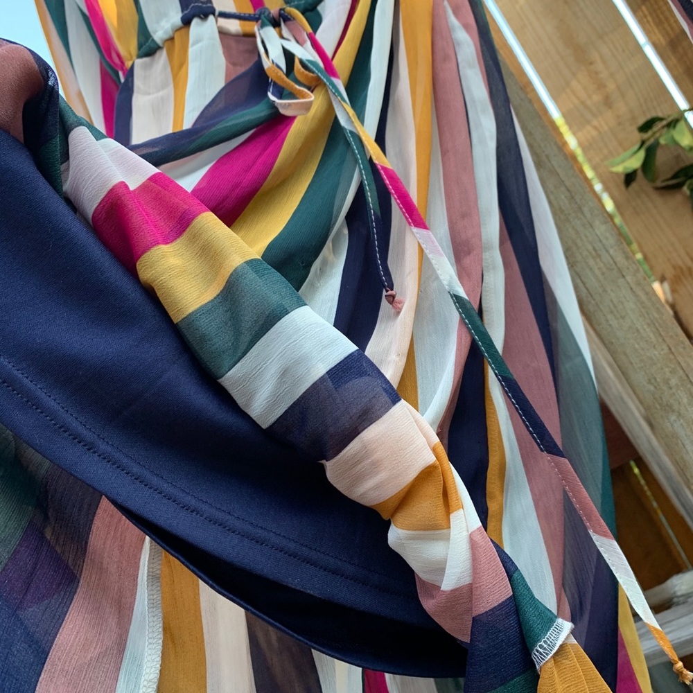 “Love, Fire” Full Length Long Sleeve Striped Dress - Picture 8 of 11